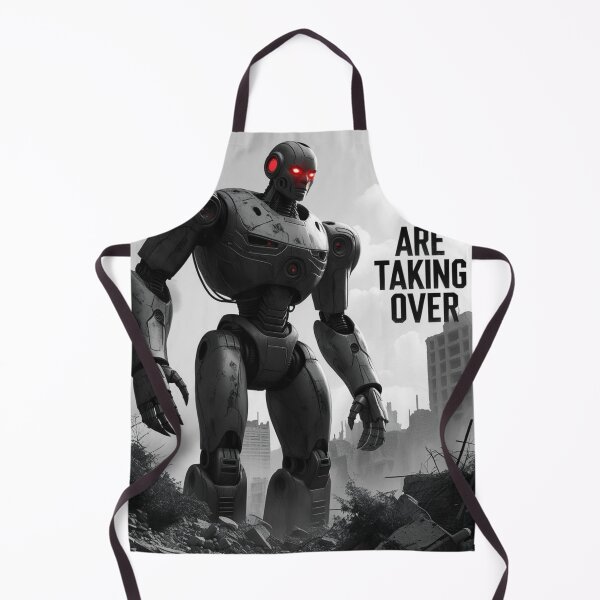 Item preview, Now We Are Taking Over – Apocalyptic AI Red-Eyed Robot Face designed and sold by smitke.