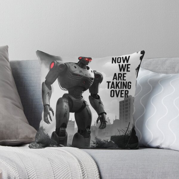Item preview, Now We Are Taking Over – Apocalyptic AI Red-Eyed Robot Face designed and sold by smitke.