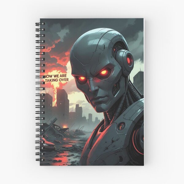 Item preview, Now We Are Taking Over – Apocalyptic AI Red-Eyed Robot Face designed and sold by smitke.