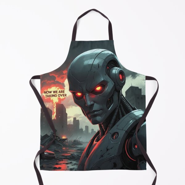 Item preview, Now We Are Taking Over – Apocalyptic AI Red-Eyed Robot Face designed and sold by smitke.