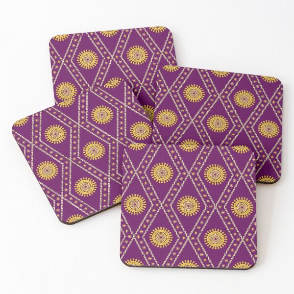 Item preview, Plum & Goldenrod Pixel Mandala Star Seamless Pattern designed and sold by Khwanchai.