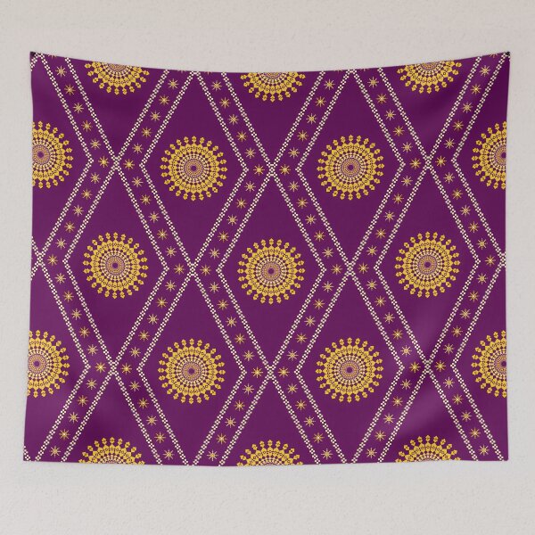 Item preview, Plum & Goldenrod Pixel Mandala Star Seamless Pattern designed and sold by Khwanchai.