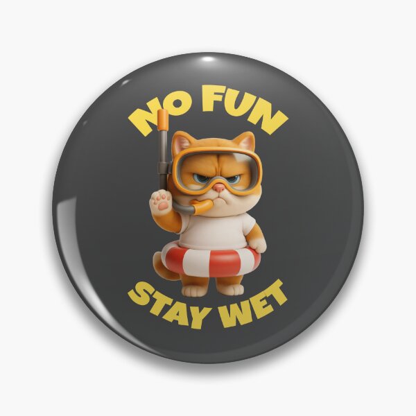 Item preview, Grumpy Summer Cat with Snorkel – No Fun Stay Wet designed and sold by iamwonderkitty.