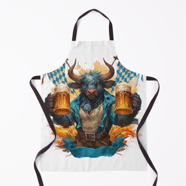 Item preview, Oktoberfest Bull Holding Beer Steins in Bavarian Costume designed and sold by Anastasiia Yurevych.