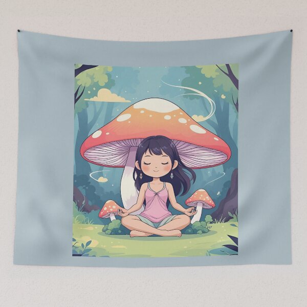 Item preview, Mushroom Meditation – Calm Forest Spirit Illustration designed and sold by modishwelt.