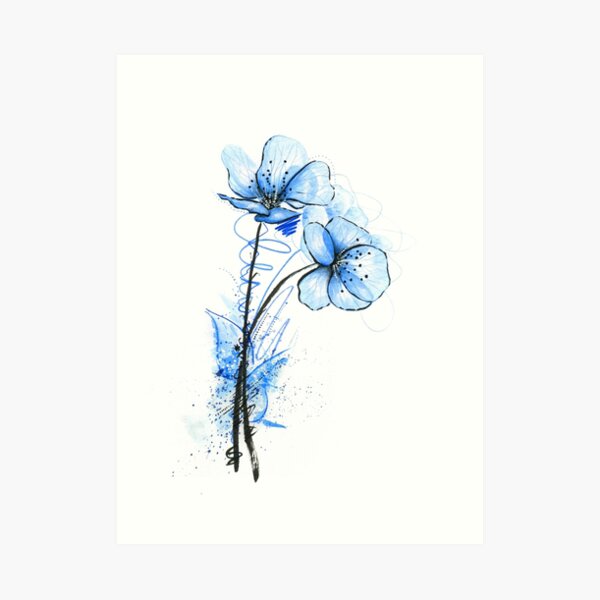 Blaue Blume Kunstdruck