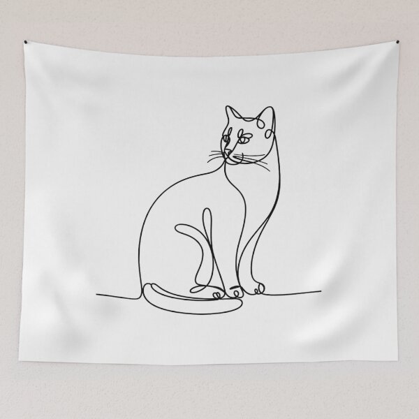 Item preview, One Line Cat Drawing – Modern Minimal Design designed and sold by CatLifeDesign.