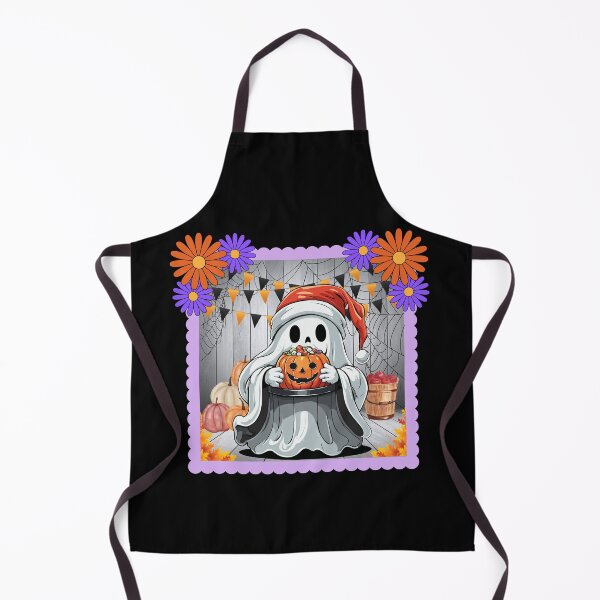 Item preview, Cute Ghost in Santa Hat with Candy Pumpkin – Autumn Halloween Christmas Mashup designed and sold by NerdyWerks.