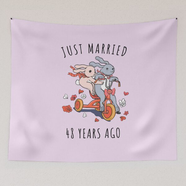 Item preview, Just Married 48 Years Ago - 48th Anniversary Couple Bunnies Tee, Phone Cases And Other Gifts designed and sold by MemWear.
