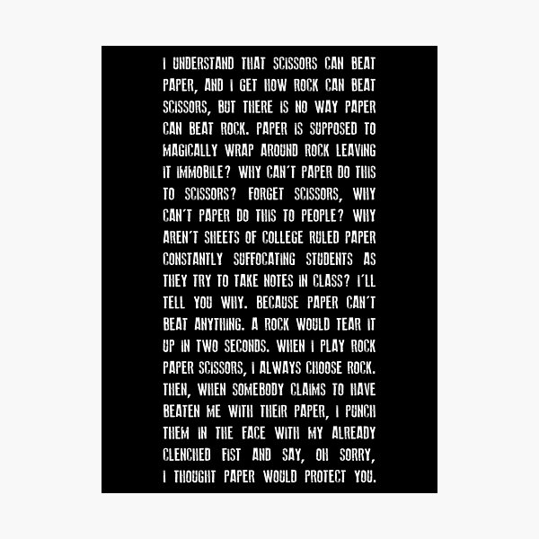 Rock Paper And Scissors Photographic Print