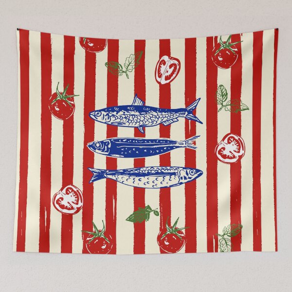 Item preview, Sardines and Tomato Italian Stripe Doodle Art designed and sold by MaiZephyr.
