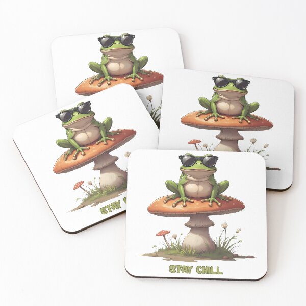 Item preview, Chill Frog Sitting on a Mushroom – Cute Retro Forest Vibes designed and sold by Pixel--Threads.