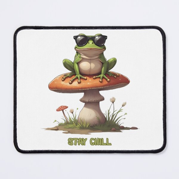 Item preview, Chill Frog Sitting on a Mushroom – Cute Retro Forest Vibes designed and sold by Pixel--Threads.