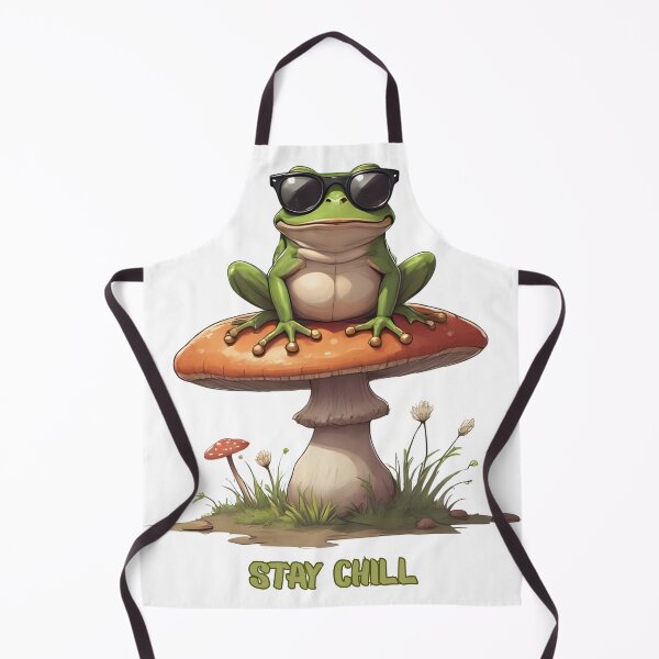 Item preview, Chill Frog Sitting on a Mushroom – Cute Retro Forest Vibes designed and sold by Pixel--Threads.