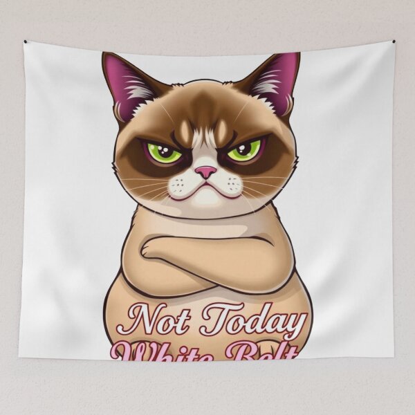Item preview, Not Today White Belt BJJ Cat Humor Shirt designed and sold by Martial-Art-23.