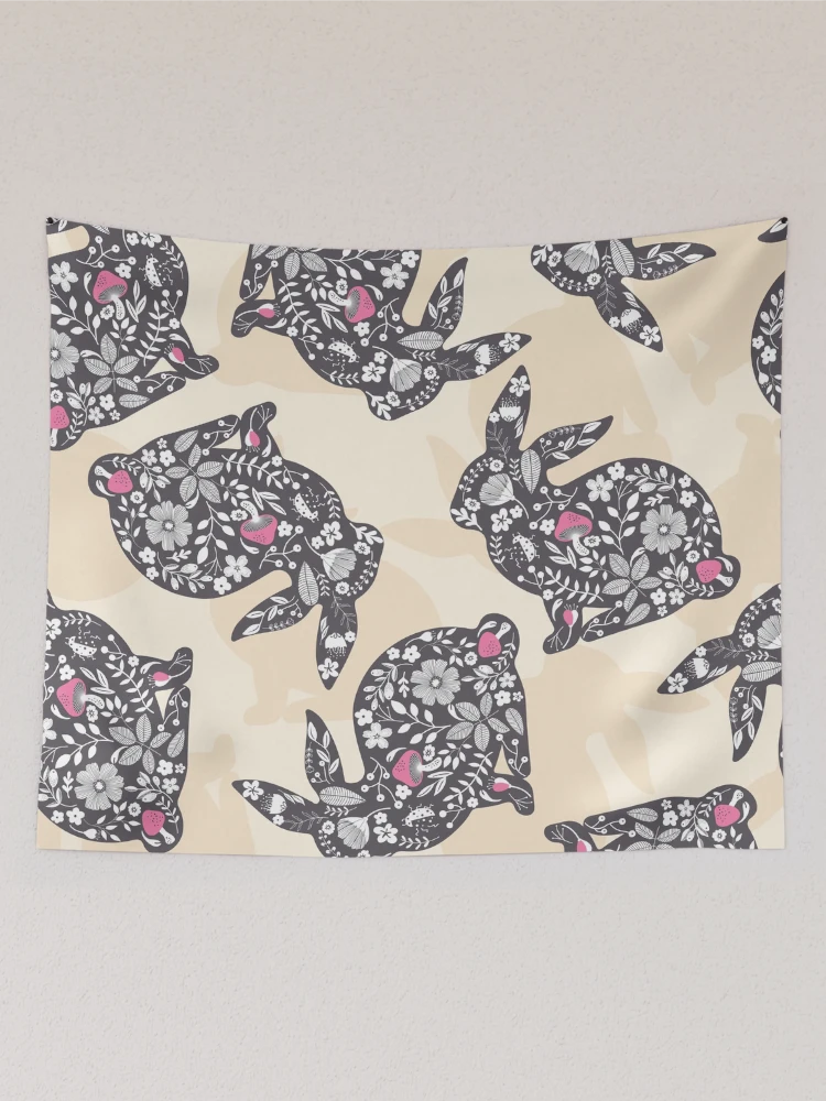 Thumbnail 2 of 3, Tapestry, Spring Rabbits designed and sold by Farissa Designs.