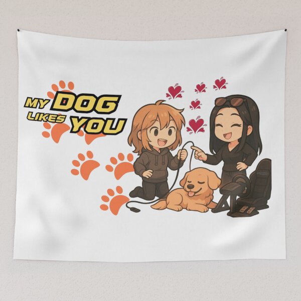 Item preview, Puppy Love: Devyn & Rebecca with Axel (Chibi Style) designed and sold by Villani Blackwood Sisters Merch.