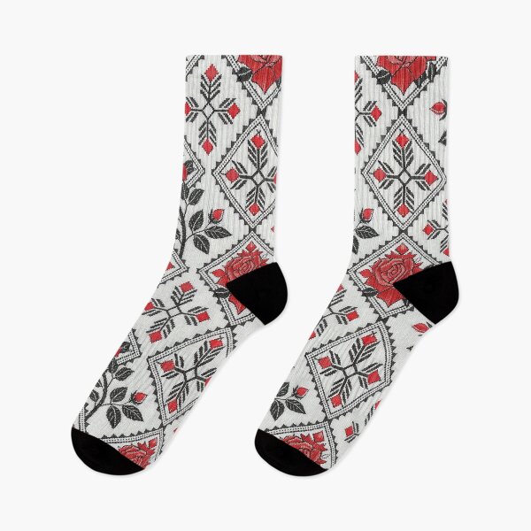 Item preview, Ukrainian Vyshyvanka Traditional Red Rose Cross-Stitch Embroidery Pattern. designed and sold by RGShirtWorks.