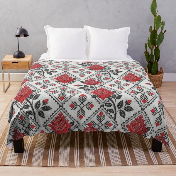 Item preview, Ukrainian Vyshyvanka Traditional Red Rose Cross-Stitch Embroidery Pattern. designed and sold by ML-Media.