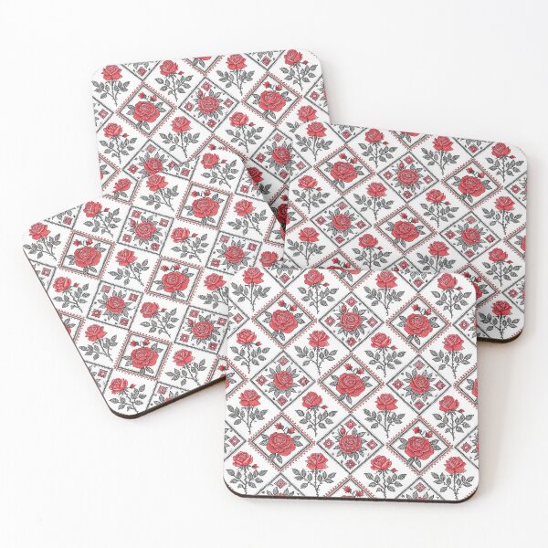 Item preview, Folk Art Red Roses Seamless Pattern with Traditional Embroidery Style. designed and sold by RGShirtWorks.