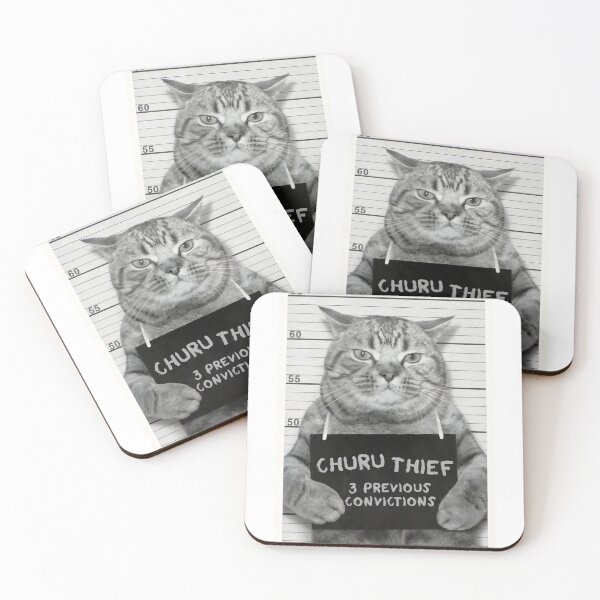 Item preview, CHURU THIEF - 3 Previous Convictions Cat Mugshot designed and sold by VinBasis.