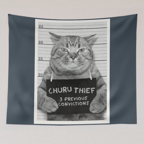 Item preview, CHURU THIEF - 3 Previous Convictions Cat Mugshot designed and sold by VinBasis.