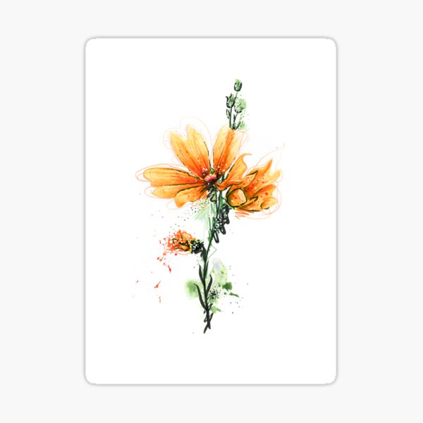 Orange Blume Sticker