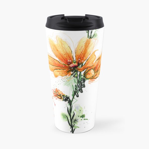 Orange Blume Thermobecher