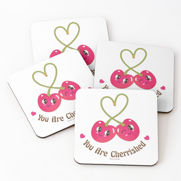 Item preview, You Are Cherrished / Cute Cherry Retro Cartoon Illustration / Positive Quotes and Affirmations / Motivational Good Vibes / Kawai Digital Art designed and sold by DIBICHIBI.