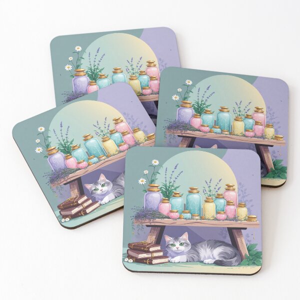 Item preview, Moonlit Apothecary Cat – Cozy Herbal Magic designed and sold by 0606PM.