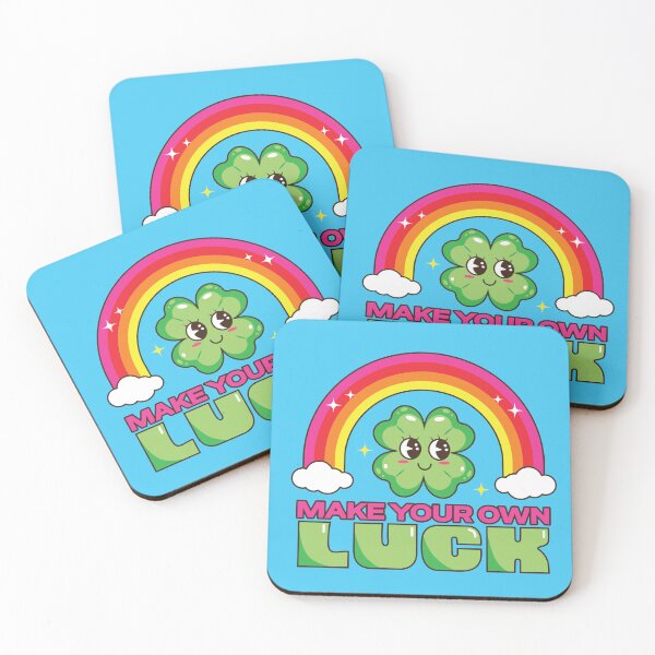 Item preview, Make Your Own Luck // Cute Retro Style Clover Illustration // Motivational Quote designed and sold by DIBICHIBI.