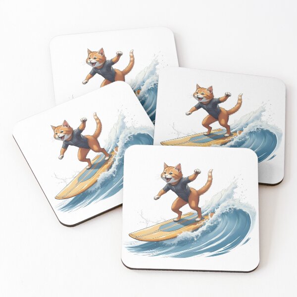 Item preview, Vintage Surfing Cat – Retro Summer Vibes with Cool Kitty designed and sold by Pixel--Threads.