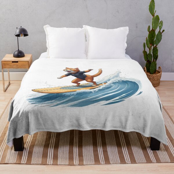 Item preview, Vintage Surfing Cat – Retro Summer Vibes with Cool Kitty designed and sold by Pixel--Threads.