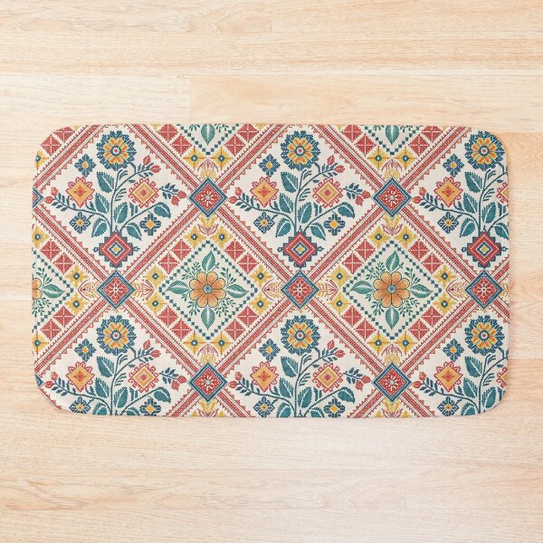 Item preview, Vibrant Folk Cross-Stitch Floral Seamless Pattern. designed and sold by RGShirtWorks.
