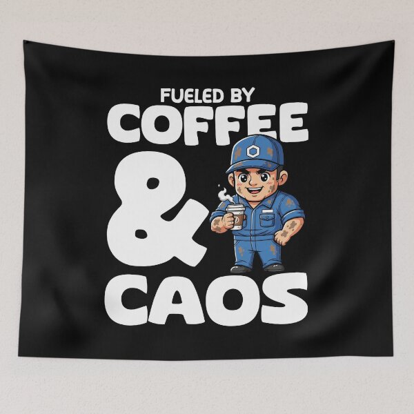 Item preview, FUELED BY COFFEE AND CAOS - MECHANIC  designed and sold by KEF Custom.