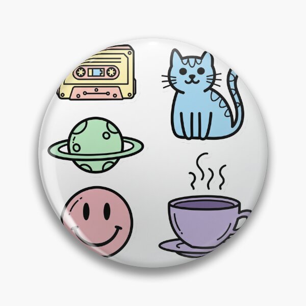 Item preview, Pastel Doodle Sticker Sheet – Cute Mini Icons with Bold Outlines designed and sold by 001Haiba.
