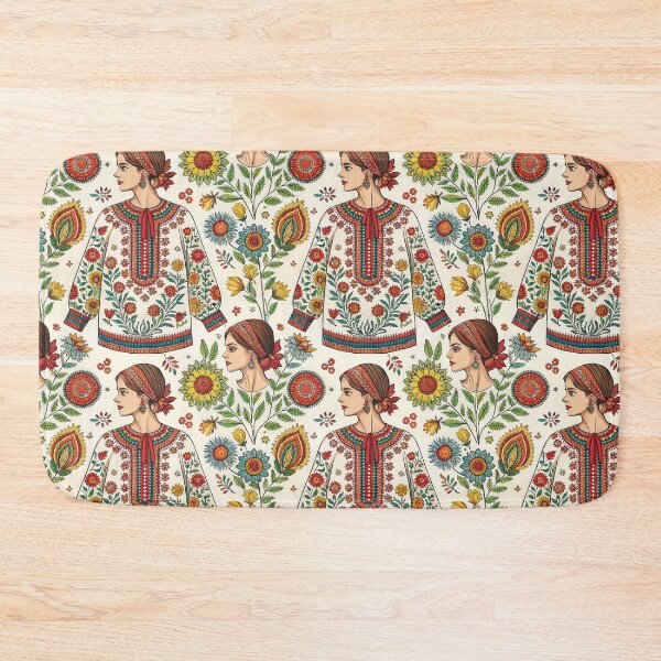 Item preview, Folk Art Pattern: Woman in Traditional Embroidered Blouse with Floral Motifs. designed and sold by RGShirtWorks.