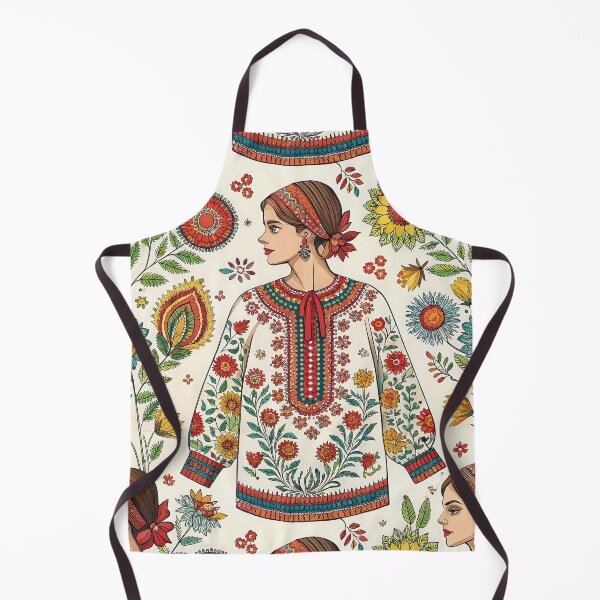 Item preview, Folk Art Pattern: Woman in Traditional Embroidered Blouse with Floral Motifs. designed and sold by RGShirtWorks.