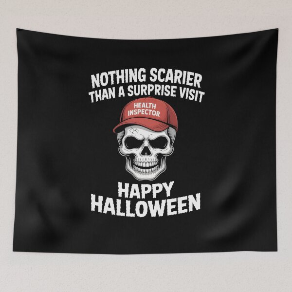 Item preview, Food Safety Halloween Health Inspector Visit Skull designed and sold by MissRasheedHam.