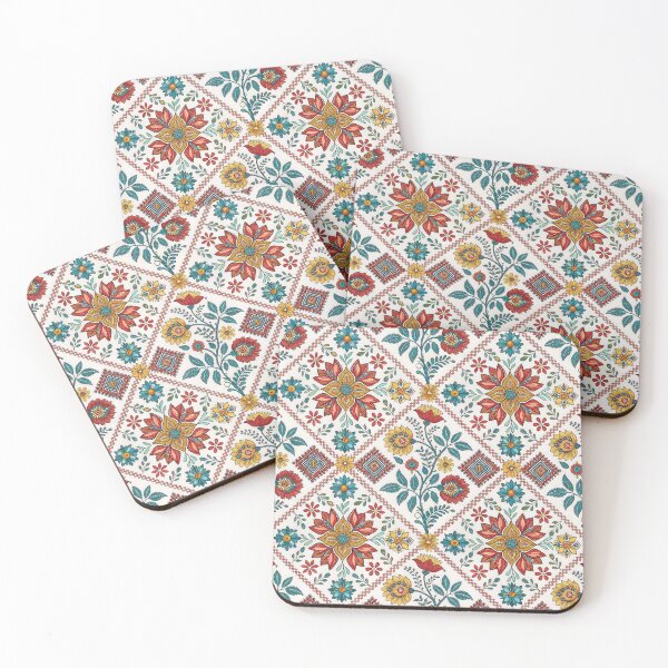 Item preview, Vibrant Folk Art Floral Pattern with Intricate Bohemian Flowers and Geometric Motifs. designed and sold by RGShirtWorks.
