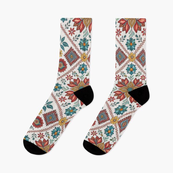 Item preview, Vibrant Folk Art Floral Pattern with Intricate Bohemian Flowers and Geometric Motifs. designed and sold by RGShirtWorks.