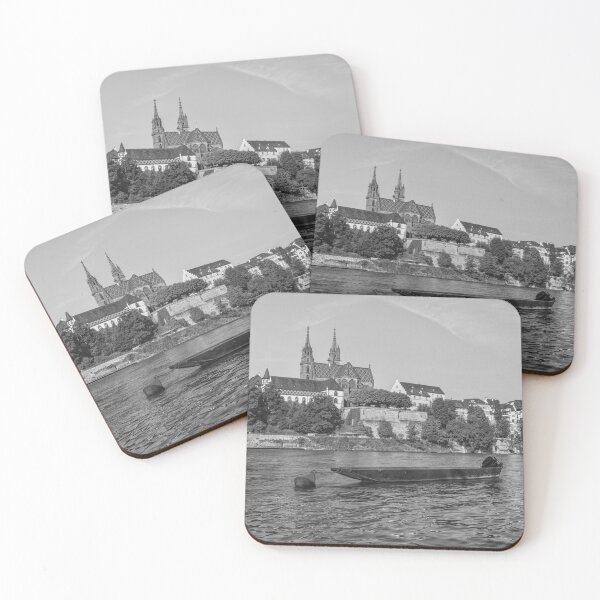 Item preview, Boats on the Rhine in Basel, Switzerland in black and white designed and sold by StohlerPhotos.