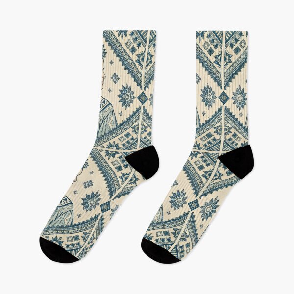 Item preview, Folk Art Woman Portrait with Blue and White Traditional Patterns. designed and sold by RGShirtWorks.
