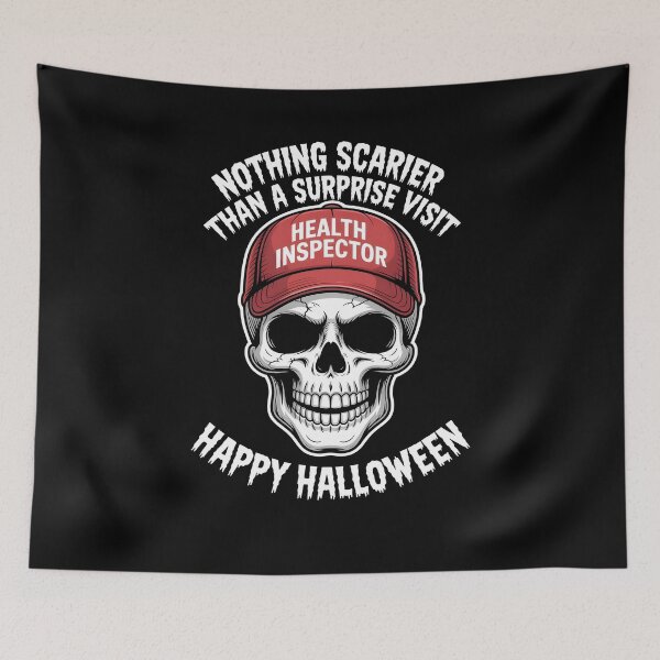 Item preview, Copy of Food Safety Halloween Health Inspector Visit Skull designed and sold by MissRasheedHam.