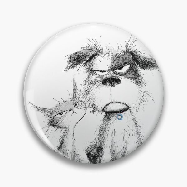 Item preview, Stylized drawing "Dog and cat", sketch, upset, sulky, humor, caricature designed and sold by ateliersabourin.
