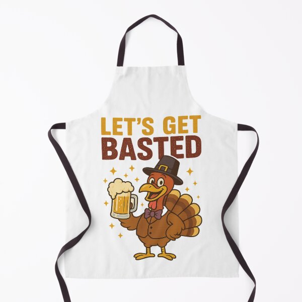 Item preview, Funny Thanksgiving Let's Get Basted Turkey Drinking Beer designed and sold by Adrian Kane.