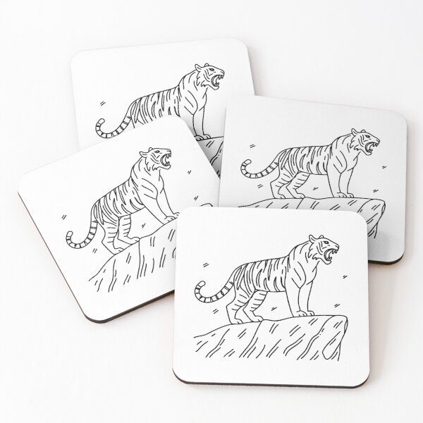 Item preview, Tiger roaring at the edge of a rocky cliff, its powerful stance evident designed and sold by rasagamastore.
