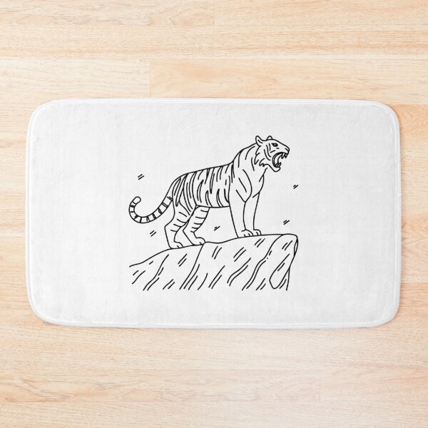 Item preview, Tiger roaring at the edge of a rocky cliff, its powerful stance evident designed and sold by rasagamastore.