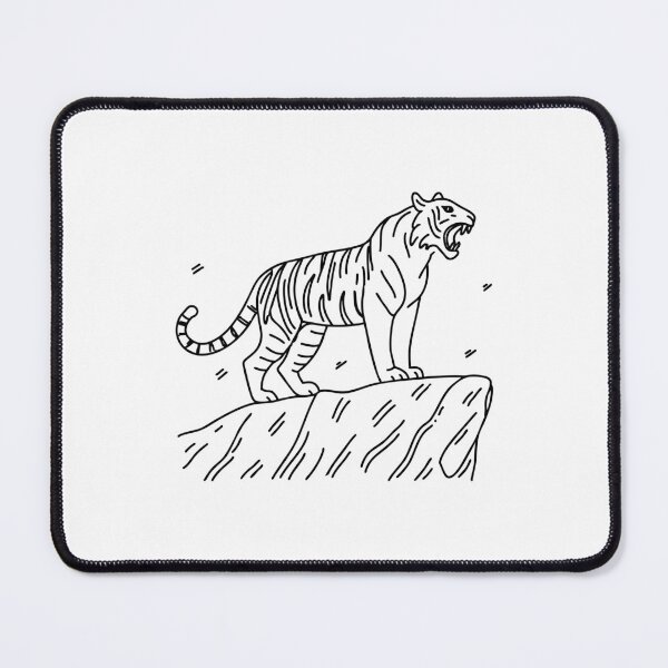 Item preview, Tiger roaring at the edge of a rocky cliff, its powerful stance evident designed and sold by rasagamastore.