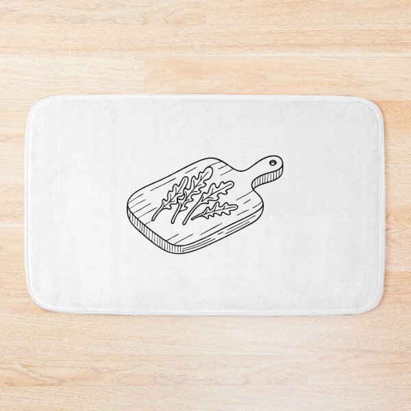 Item preview, Fresh roquette leaves placed on a wooden chopping board designed and sold by rasagamastore.